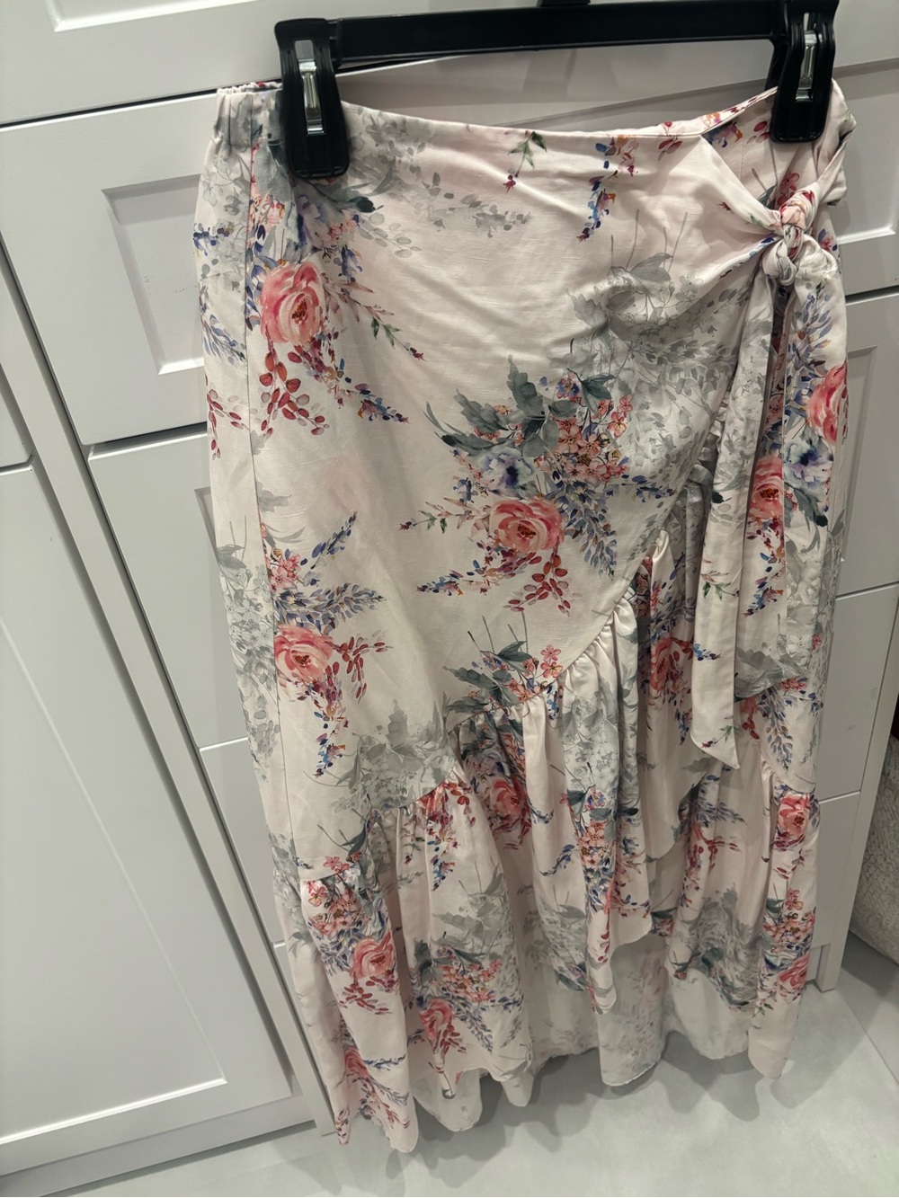 Kobi Halperin Floral Wrap Maxi Skirt - Blush Pink & Gray